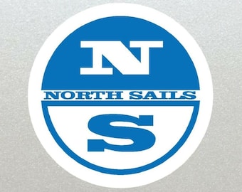 2 x North Sails Blue Stickers 8.5cm, Boards, Boats, Cars, Vans Windsurfing etc. Vinyl Laminated High Quality Water Resistant