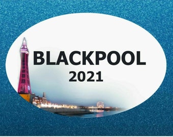 2 x Blackpool Beach 2021 Coche, furgoneta, camper, etc pegatinas laminadas resistentes al agua - Vinilo laminado de alta calidad resistente al agua