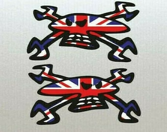 Guy Martin Skull Logo Logo (14cm) Pegatinas Par x 2 Imagen única de Union Jack (laminada) Alta calidad Única