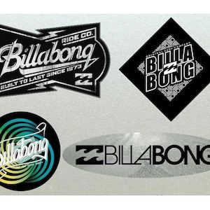 Billabong Custom V2 Mixed, Surf Board Stickers Set x 4 Unique Designs Car, Bike. High Quality Laminated