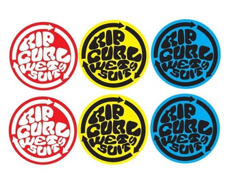 Rip Curl Wet Suits, Surf Board, Car, Bike, Scooter Stickers Set X 6 Unique Rotational Circle Design (Laminado de alta calidad).