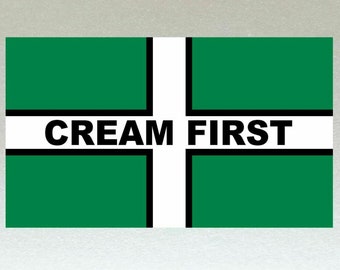 Cream First Devon Flag of Saint Petroc Statement Stickers x 2 Included Car, Van - Vinyl Laminated High Quality Water Resistant