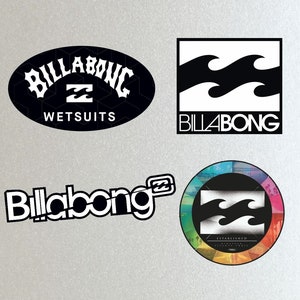 Billabong Custom Mixed, Surf Board Stickers Set x 4 Car, Bike, Skate Scooter etc. High Quality Laminated