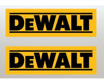 Pegatinas Dewalt amarillas y negras de 15 cm (150 mm) x 2: caja de herramientas, cofre de herramientas, furgoneta. Vinilo laminado de alta calidad resistente al agua.