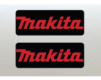 Makita 15cm Stickers x 2 Black & Red Toolbox, Tool Chest, Cars, Vans etc. Vinyl Laminated High Quality Water Resistant