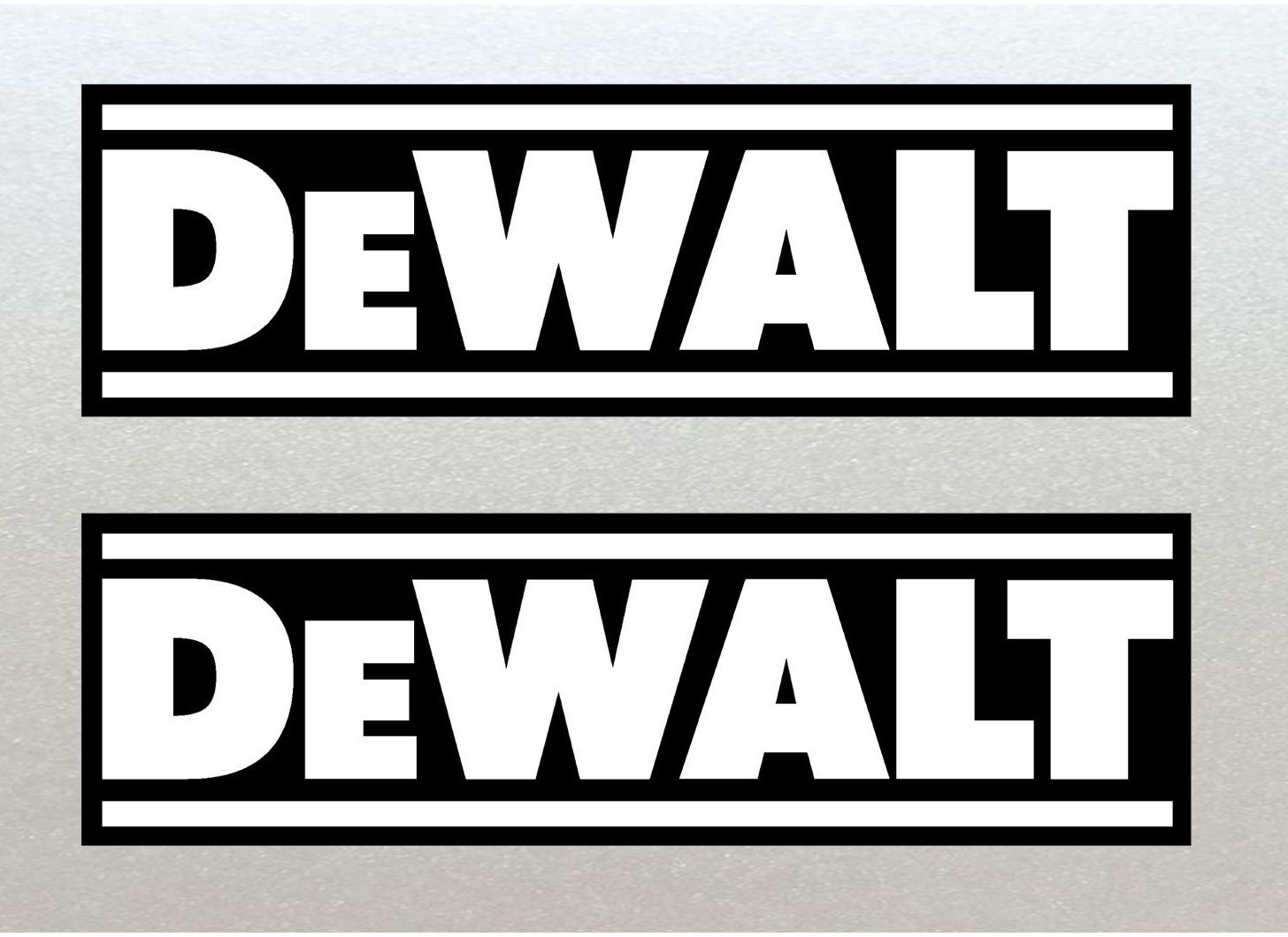 Dewalt Black & White 15cm Stickers (150mm) x 2 - Toolbox, Tool Chest, Van. Vinyl Laminated High Quality Water Resistant