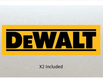 Large Dewalt Yellow & Black 21cm Stickers (210mm) x 2 - Toolbox, Tool Chest, Cars, Vans etc. Vinyl Laminated High Quality Water Resistant