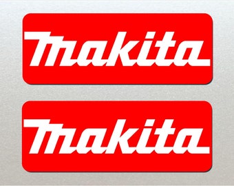 Pegatinas Makita de 15 cm x 2 rojas y blancas para caja de herramientas, baúl de herramientas, autos, furgonetas, etc. Vinilo laminado de alta calidad resistente al agua.
