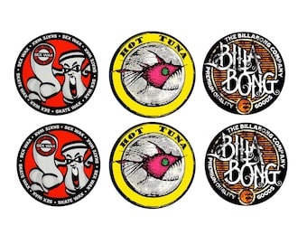 Conjunto de 6 pegatinas con logotipo de surf, 3 marcas icónicas, atún caliente, Bilabong y Mr Zoggs, pegatinas de surf laminadas y de alta calidad