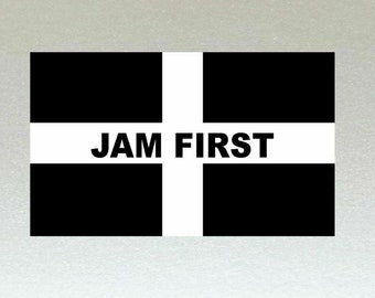 Cornwall Jam First Kernow Cornish Saint Piran&#39;s Flag Stickers x 2 Included - Vinyl Laminated High Quality Water Resistant