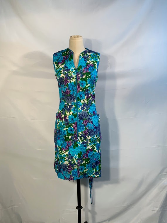 1960's Blue Floral House Dress