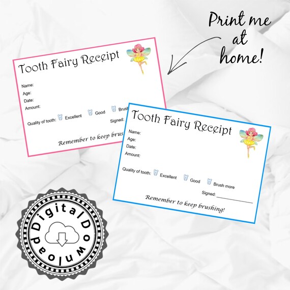 Tooth Fairy Receipt Printable Etsy