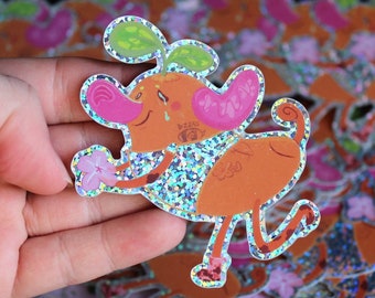 Spring Doggo Glitter Sticker, Sprout Flower doggo sticker, cadeau voor natuurliefhebber