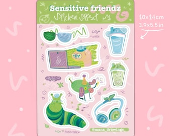 Stickervel - Sensitive Friendz, plakboekstickers, neurodiversiteit trots, planner stickers, kalender, adhd planner, audhd