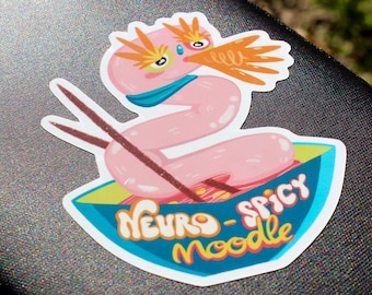 Neurospicy noodle sticker, vinyl autisme sticker, ADHD en AuDHD sticker, neurodiversiteit trots, gevoeligheid sticker, cadeau voor neurodivergerend