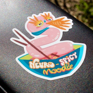 Neurospicy noodle sticker, vinyl autisme sticker, ADHD en AuDHD sticker, neurodiversiteit trots, gevoeligheid sticker, cadeau voor neurodivergerend afbeelding 1