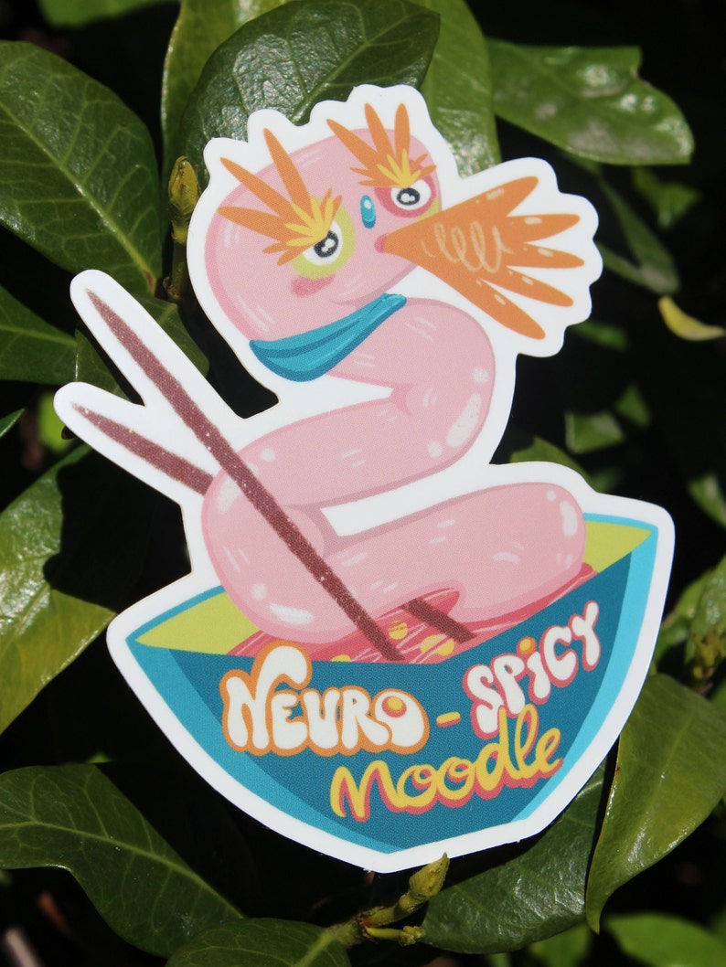 Neurospicy noodle sticker, vinyl autisme sticker, ADHD en AuDHD sticker, neurodiversiteit trots, gevoeligheid sticker, cadeau voor neurodivergerend afbeelding 4