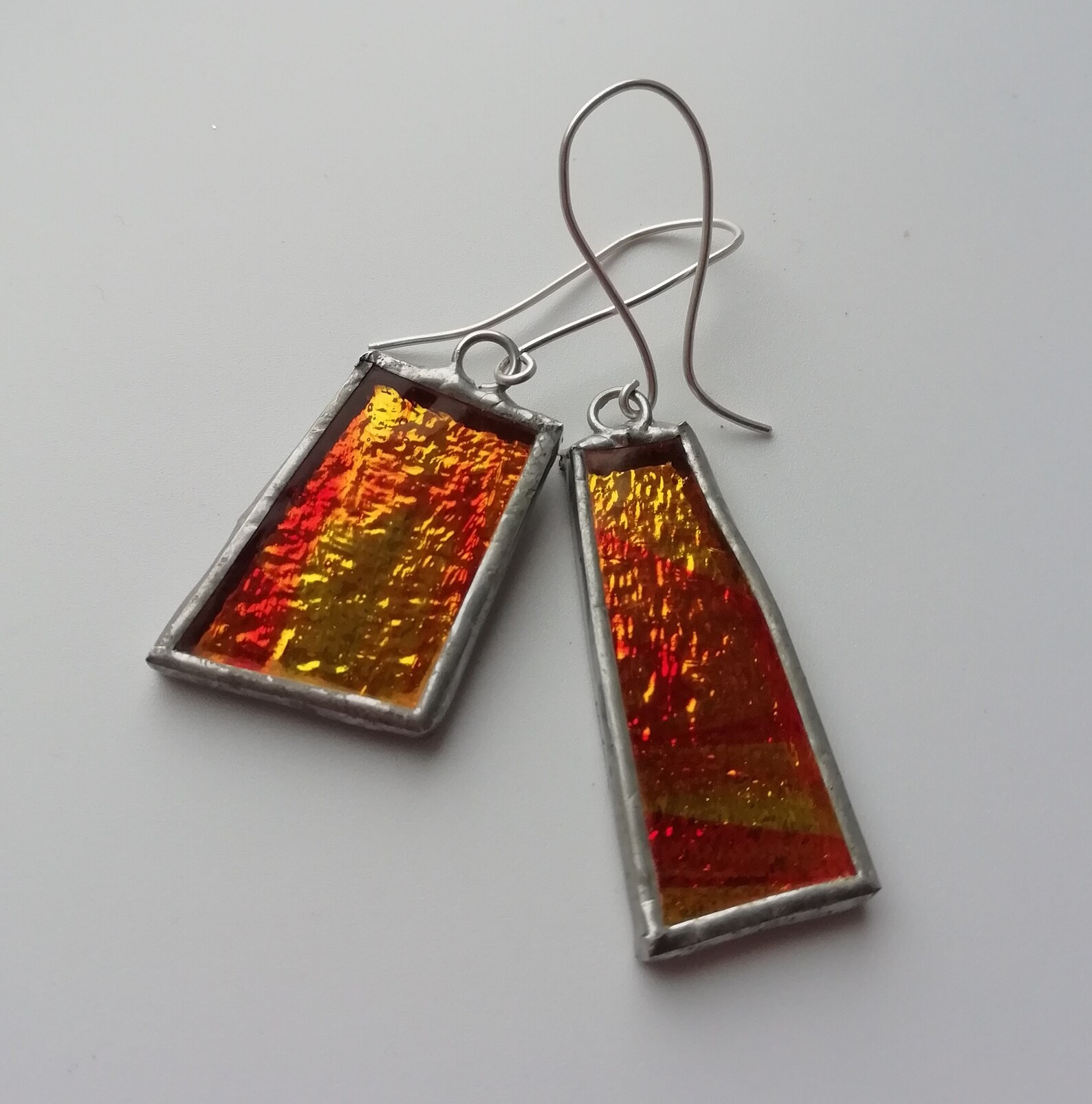 Stained Glass Dangle Asymmetric Earrings Etsy