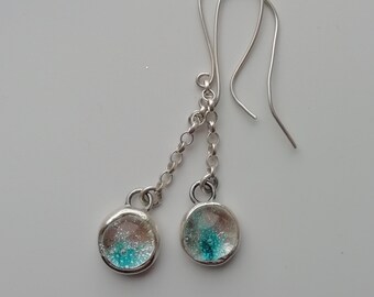 Fused glass and silver earrings