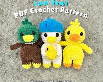 4 in 1 Duck Crochet Pattern | Dilbert Duck Crochet pattern, no-sew crochet pattern, Chick Crochet Pattern, no sew crochet pattern easy