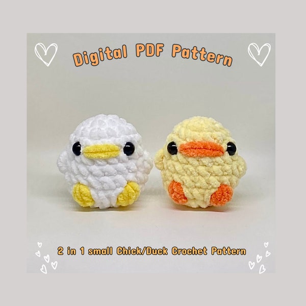 2 in 1 Chick and duck crochet pattern chick crochet duck crochet chick crochet pattern no sew crochet pattern chick no sew pattern duck