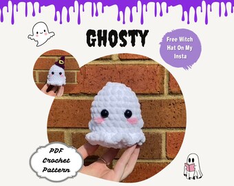 Patrón de crochet fantasma / Patrón de crochet para Halloween, Patrón de crochet fácil para peluche de Halloween, Patrón de crochet para peluche