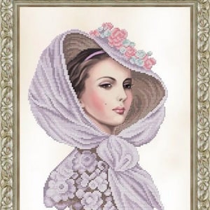Bead picture Bead Embroidery Kit LADY Needlepoint craft set Beaded stitching beadwork beads DIY stamped embroidery kits beaded cross stitch
