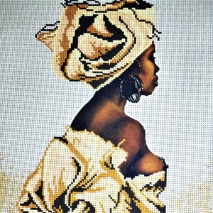 Bead Embroidery Kit, Needlepoint Beading, African Woman, beadwork, beaded embroidery patterns, stamped embroidery pattern beads pattern