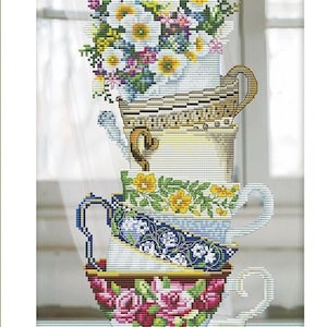 Counted Cross Stitch Kit DIY needlepoint thread Kit TEA TIME Background Cross Stitch Kit Unprinted canvas