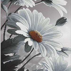 Counted Cross Stitch Kit White Daisies DIY Cross Stitch Kit Hand Embroidery KiT Unprinted canvas set Nova Sloboda