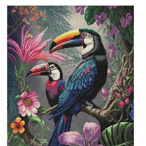 Counted Cross Stitch Kit Tropical birds DIY Cross Stitch Kit Hand Embroidery KiT Unprinted canvas set