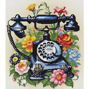Counted Cross Stitch Kit flower phone DIY Cross Stitch Kit Hand Embroidery KiT Unprinted canvas set