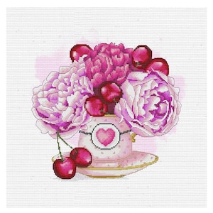 Counted Cross Stitch Kit Bouquet of flowers DIY Cross Stitch Kit Hand Embroidery KiT Unprinted canvas set Nova Sloboda houses