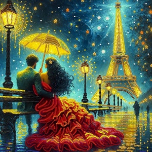 Bead Embroidery Kit Lovers in Paris Bead stitch painting, Beading pattern kit, beadwork Kit beads crosss stitch stitching complect
