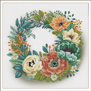Counted Cross Stitch Kit fabric Spring wreath 15.75&quot;X15.75&quot; DIY patterns lot Cross Stitch Hand Embroidery KiT Unprinted canvas Aida