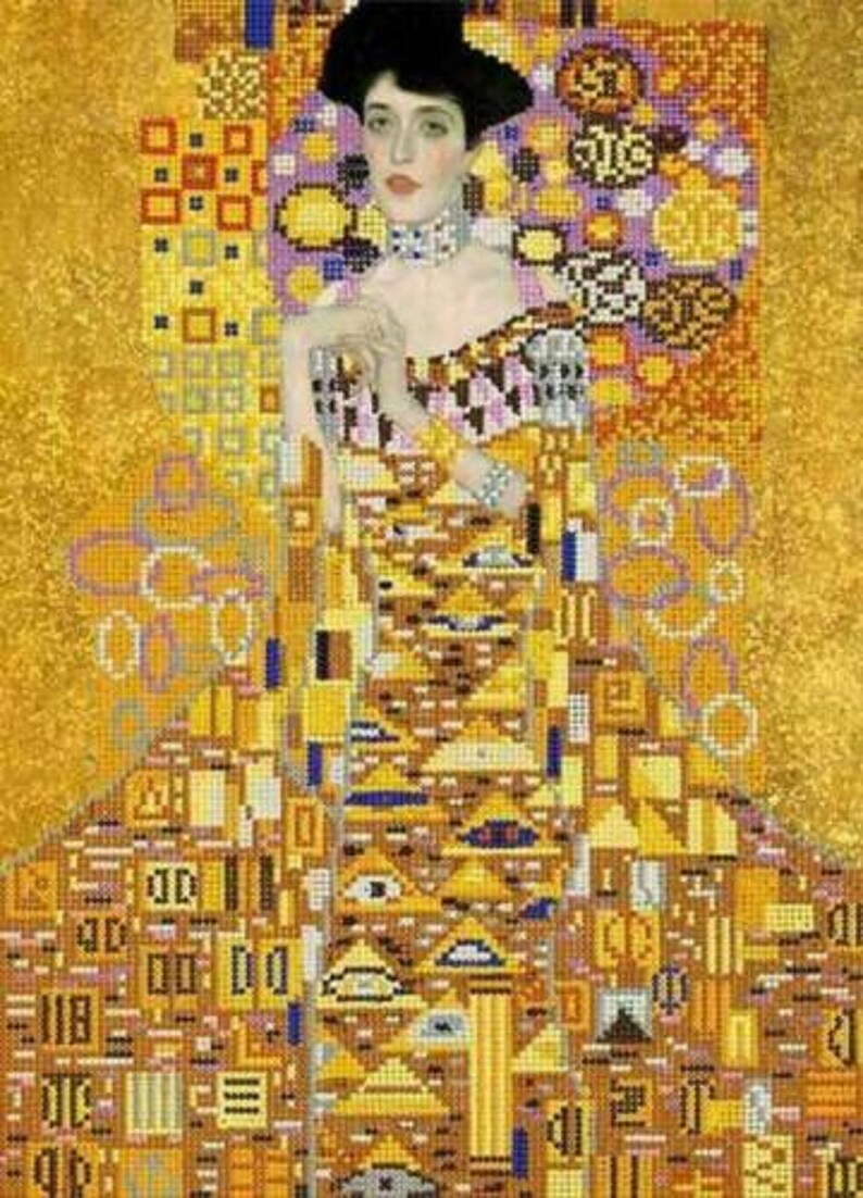 Bead Embroidery Kit Golden Adele Klimt Beaded Cross Stitch Etsy