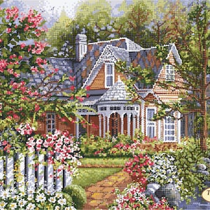 Bead Embroidery Kit Dream house. Spring charm. DIY Hand Needlework Pattern Printed Embroidery  Canvas Art DIY Craft Kit modern needlepoint