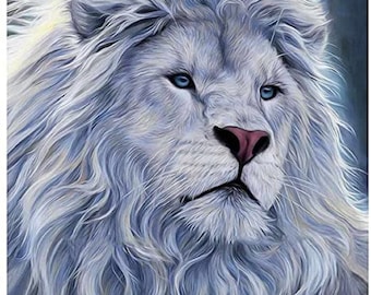 Perlenstickerei Nadelspitze Perlenstickerei Weißer Löwe Tiere Perlenstickerei Perlen BIG Bild DIY FULL Stickerei Perlen Malerei Nadelspitze Kit