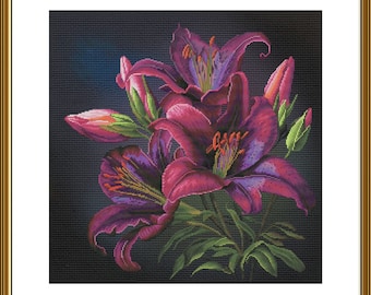 Counted Cross Stitch Kit DIY needlepoint thread Kit night lilies