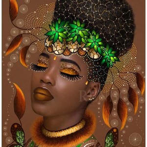 DIY BIG BEAD picture, Bead Embroidery Kit, Needlepoint Beading, Africa Woman, beadwork, beads cross stitch, stamped embroidery pattern
