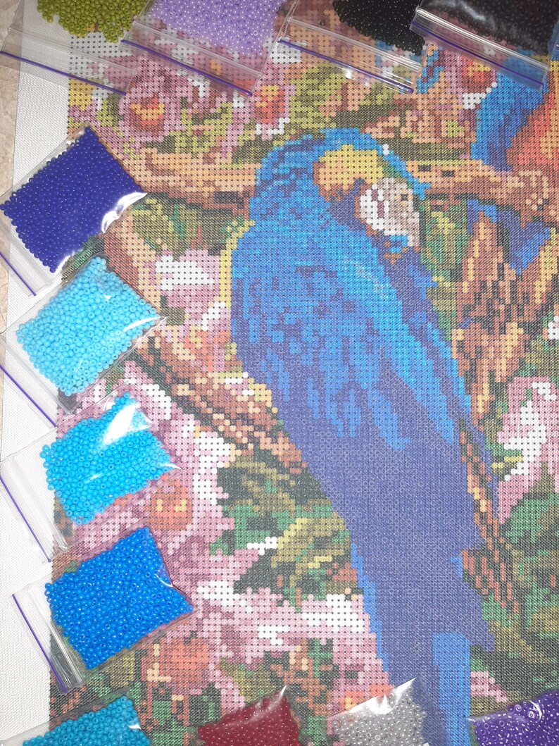 Bead Picture DIY Bead Embroidery Kit Needlepoint Craft Set Etsy