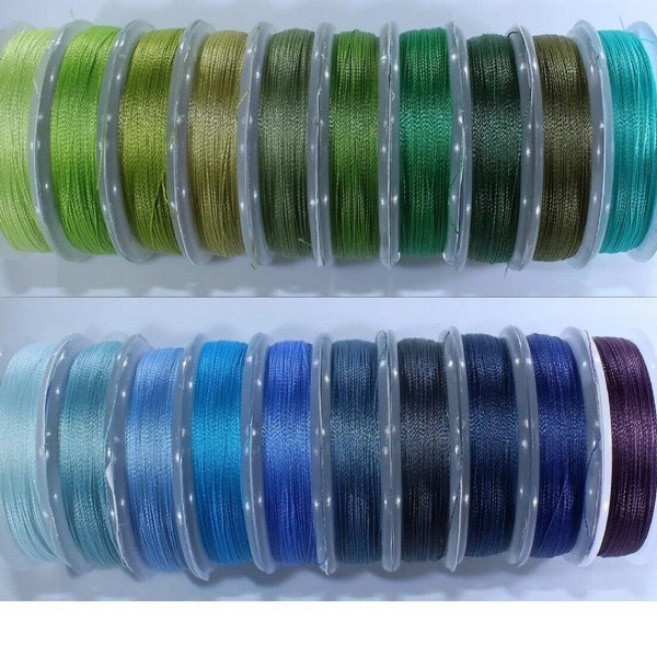 20 PC Thread for embroidery with beads TYTaN 100 SNOW-MIX blue-green 2000 Meters Bead weaving, Jewelry Supplies, polyester beading thread