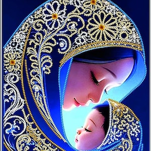 Bead Embroidery Kit DIY Mother and child Bead needlepoint Bead stitching Beadwork Needlepoint Beading beaded picture kit beadwork needlework