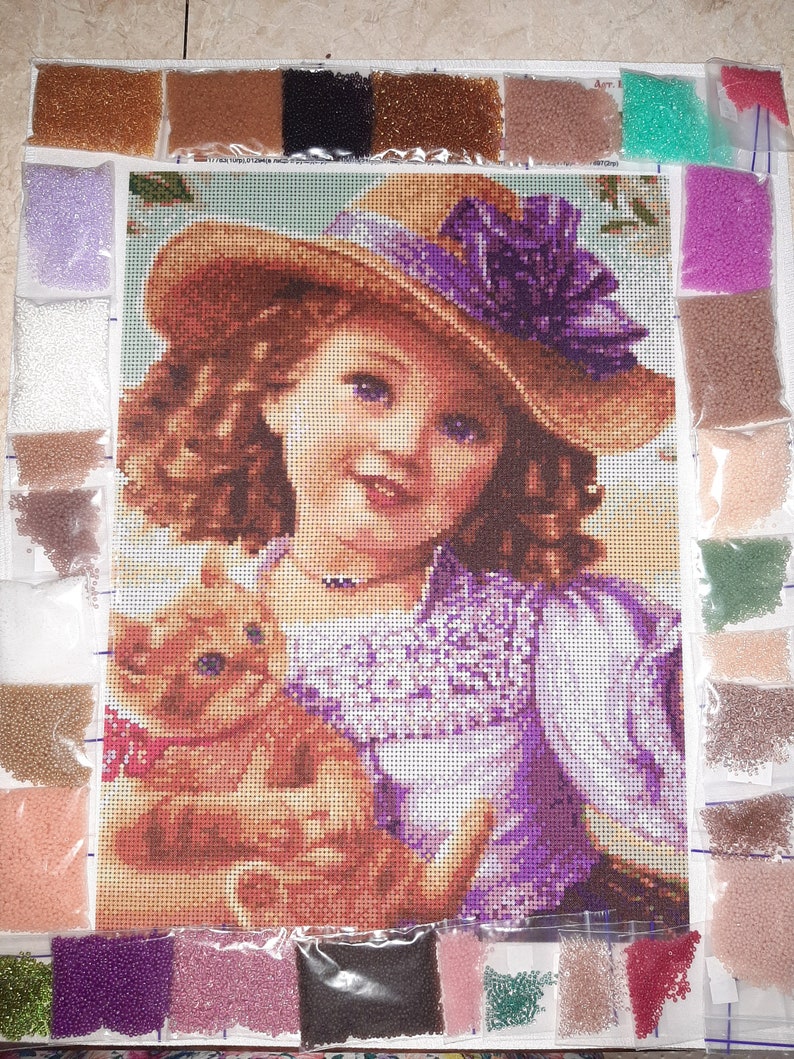 Bead Embroidery Kit DIY Picture Needlepoint Beading Baby Etsy