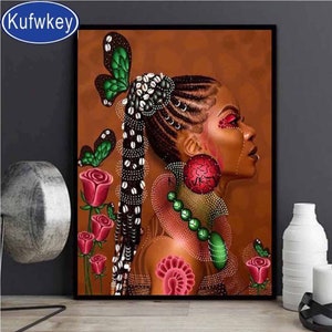 Bead Embroidery Kit, Needlepoint Beading, African Woman, beadwork, beaded embroidery patterns, stamped embroidery pattern beads pattern