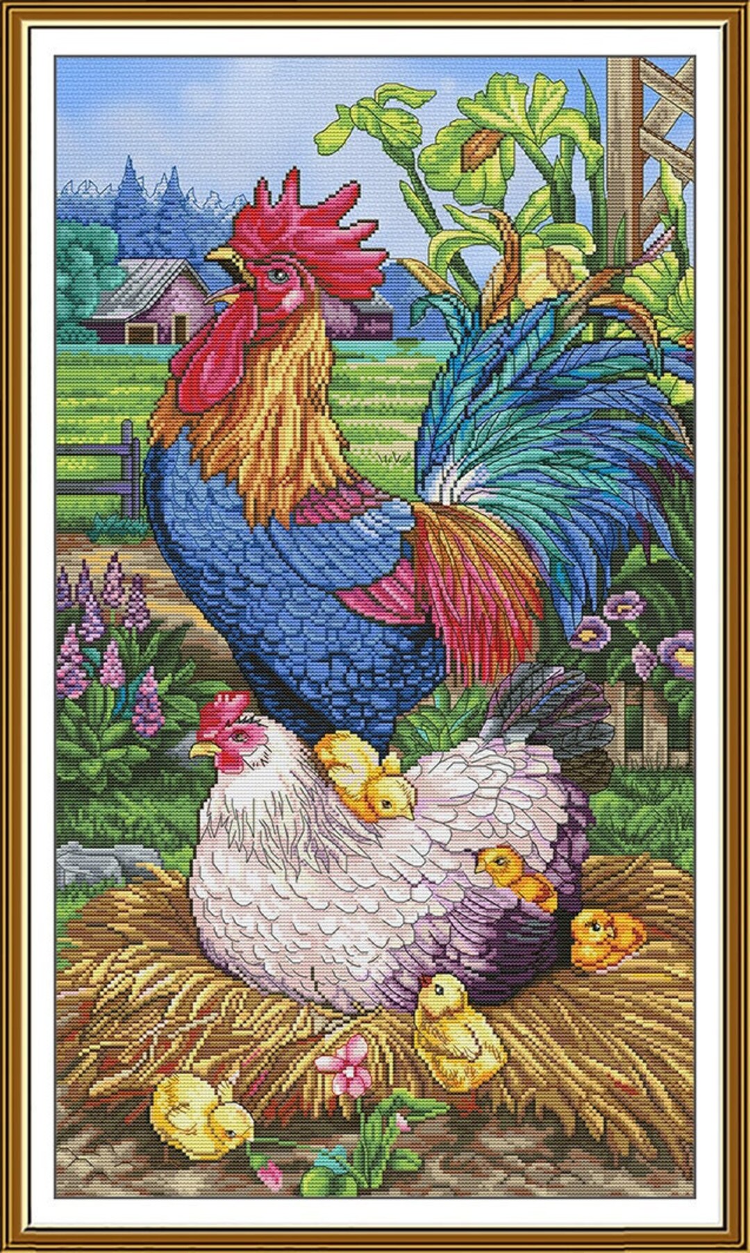 Kit De Punto De Cruz Riolis 1770 - Diseño 'Rey Del Gallo', Incluye Hilos, Tela AIDA, Aguja E Instrucciones