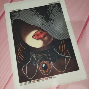 Bead Embroidery Kit, Lady in hat Hand Bead Embroidery Kit - Printed Embroidery Kit, Modern Bead Embroidery Kit beadwork beading