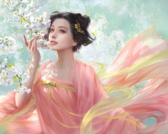 GROTE 3D-foto doe-het-zelf kraal borduurpakket borduurpakketten borduren sakura Azië vrouwen geisha kralen, fotokraal, kruissteek gestempelde kraal