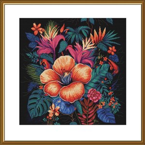 Counted Cross Stitch Kit DIY needlepoint thread Kit tropic flowers