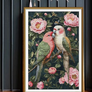 Counted Cross Stitch Kit  Two parrots birds DIY Cross Stitch Kit Hand Embroidery KiT Unprinted canvas set Nova Sloboda